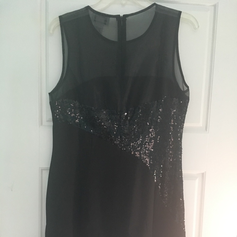 💋Black Carmen sequin and sheer cocktail dress